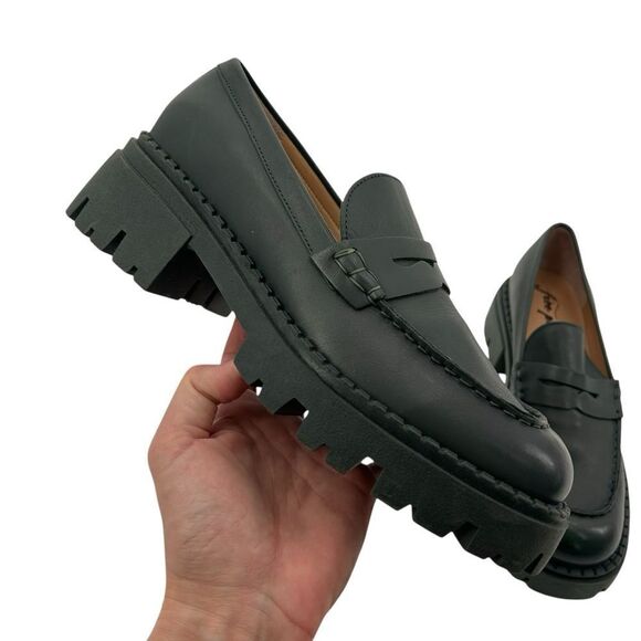 Free people Lyra lug sole dark green loafer size 39.5 - Picture 8 of 13